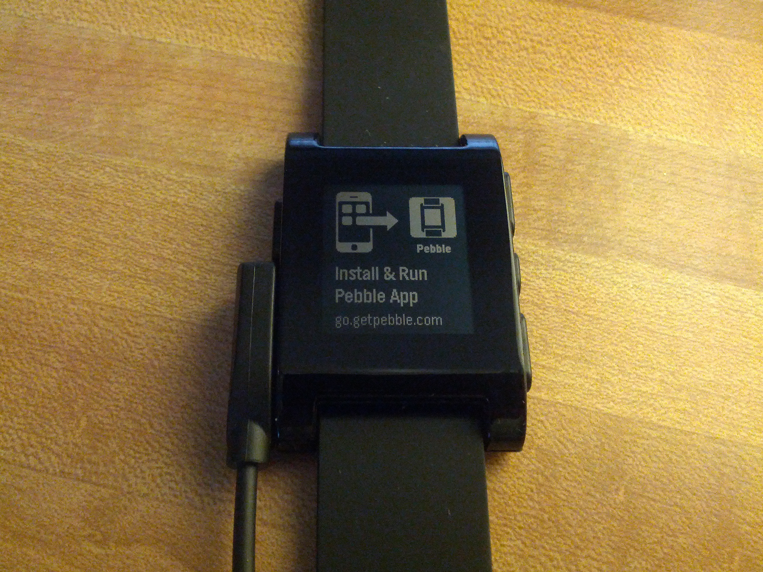 Pebble's screen the first time you power it up.